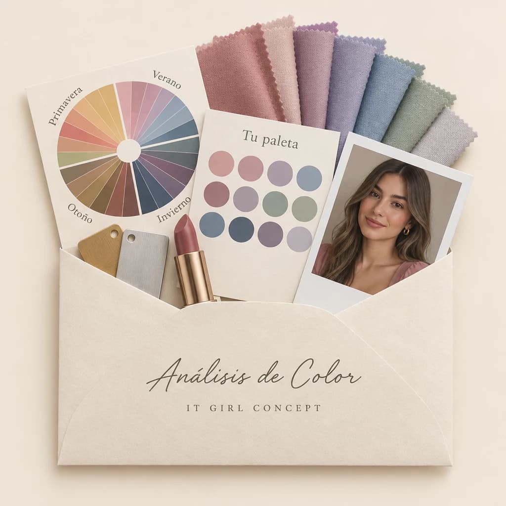 Sobre del Análisis de Color con la rueda de estaciones, la paleta y telas de muestra